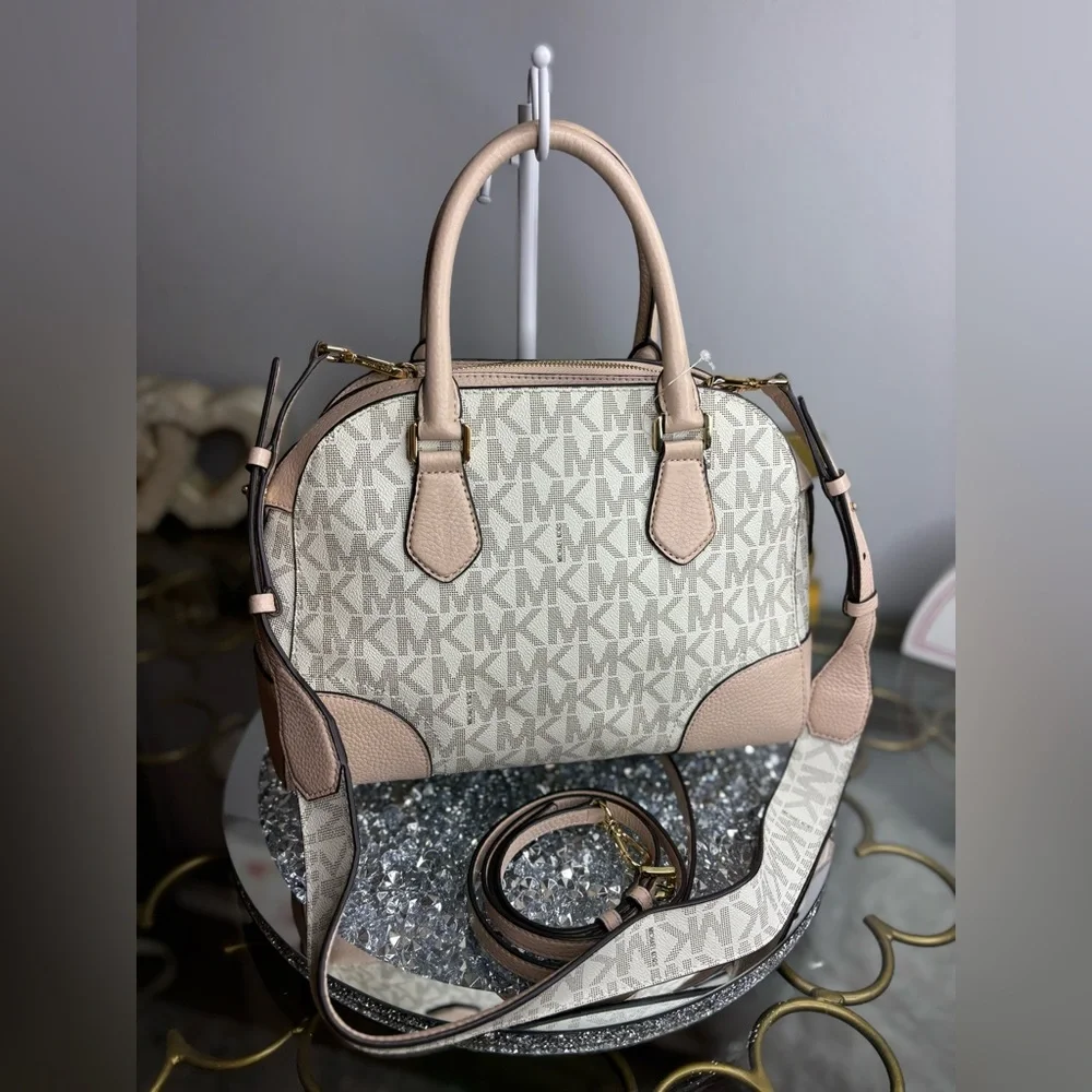 Michael Kors Hattie MK Signature Bowling Satchel Bag NWOT - Picture 5 of 16